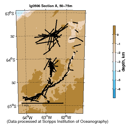 Color-coded plot of ocean currents