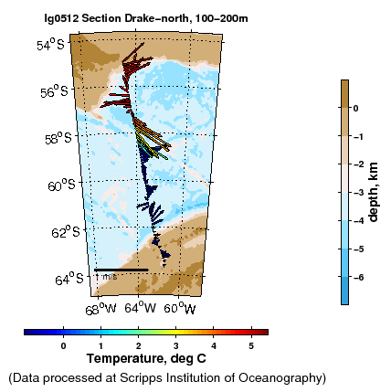 Color-coded plot of ocean currents